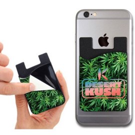 2-in-1 Silicone Phone Wallet w/ Removable Microfiber Screen Cleaner- Cannabis Design